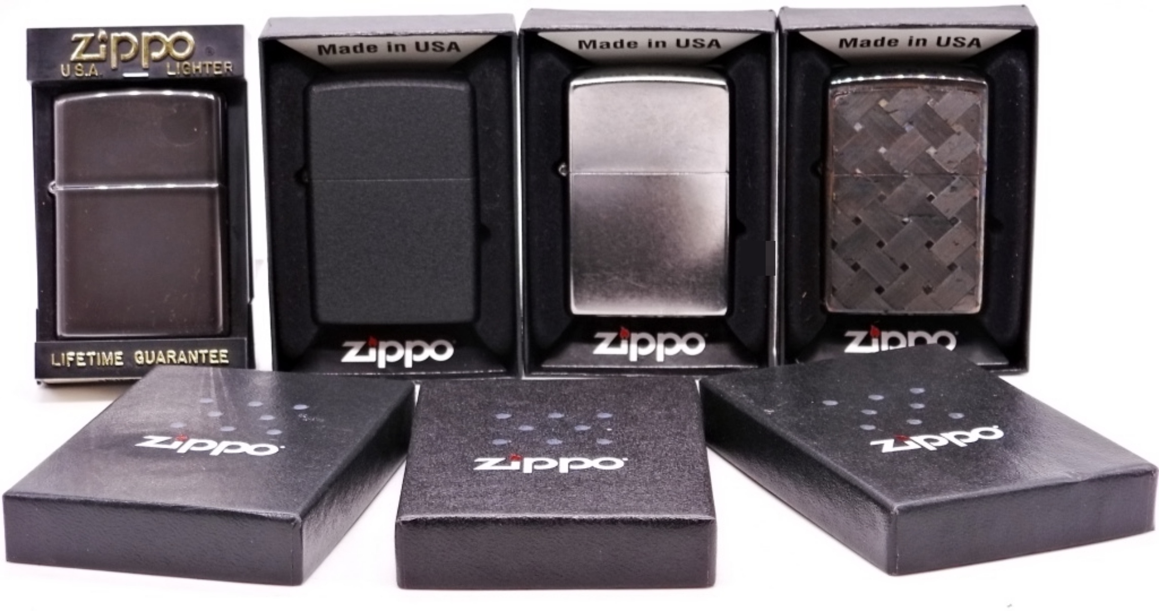 Zippo Lighter Lot, 4 Unfired Examples 1996-2014