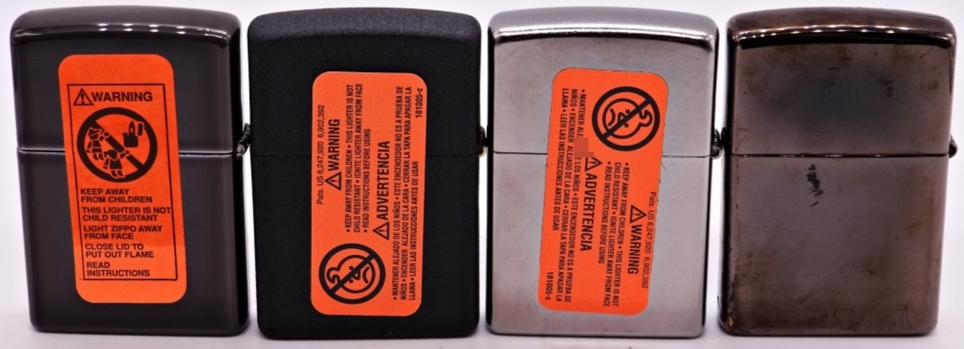 Zippo Lighter Lot, 4 Unfired Examples 1996-2014