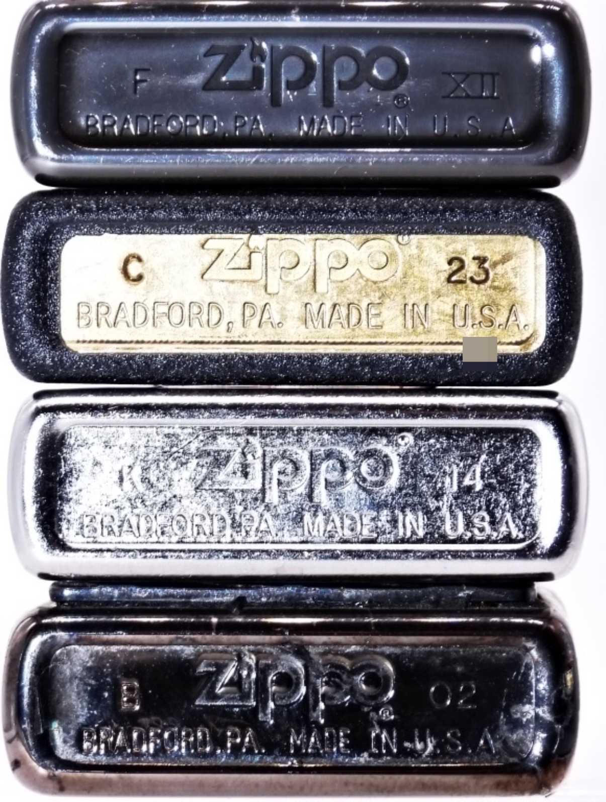 Zippo Lighter Lot, 4 Unfired Examples 1996-2014