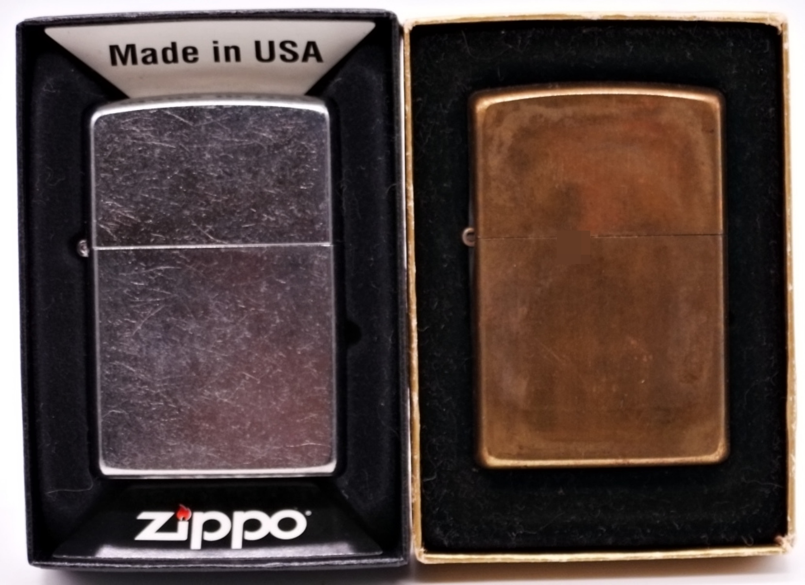 Pair of Zippo Lighters, 2001 & 2013, Unfired