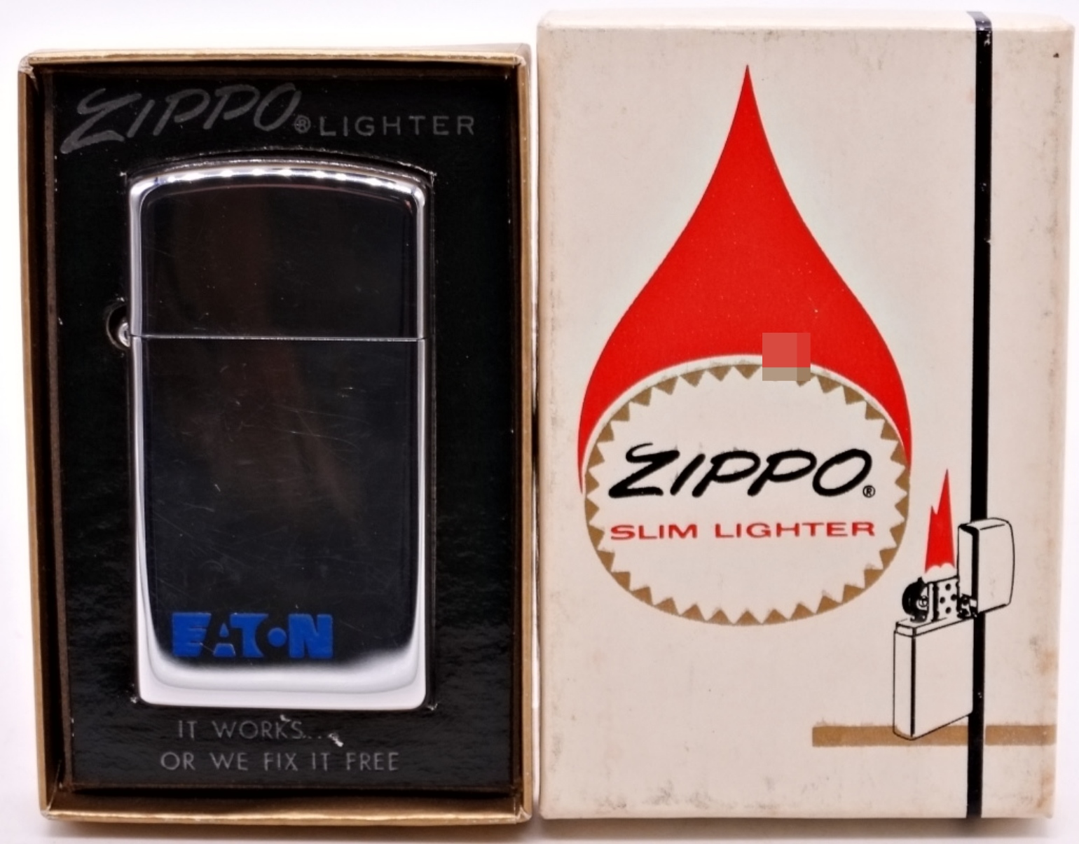 Pair of Zippo Slim Advertising Lighters