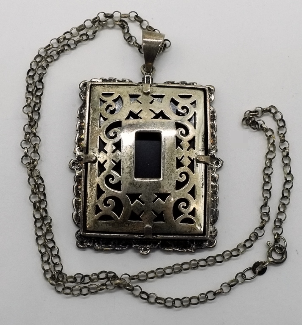 Sterling Marcasite Cameo Necklace