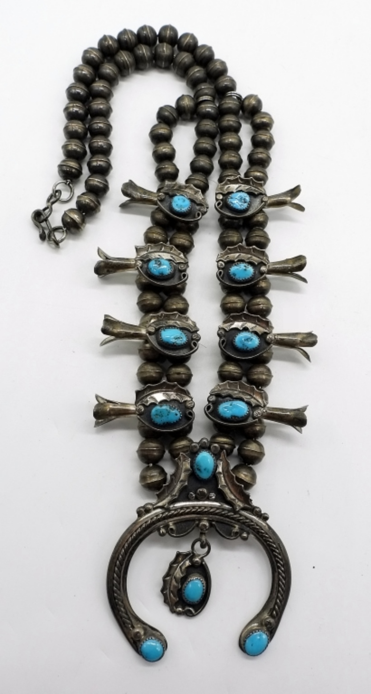 Sterling Turquoise Squash Blossom Necklace