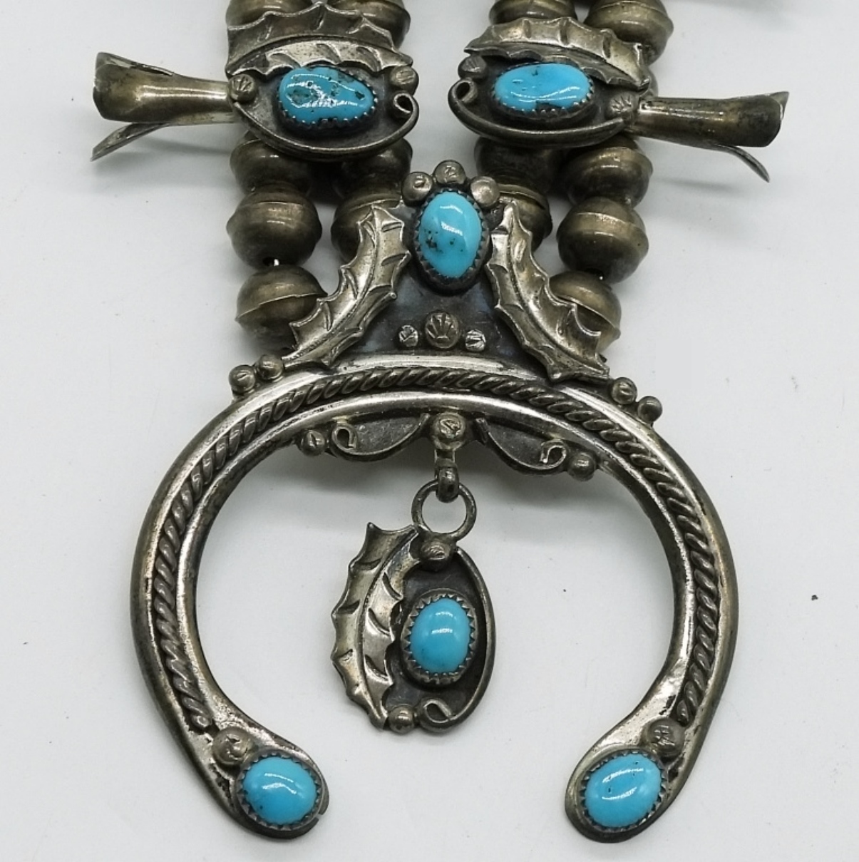 Sterling Turquoise Squash Blossom Necklace