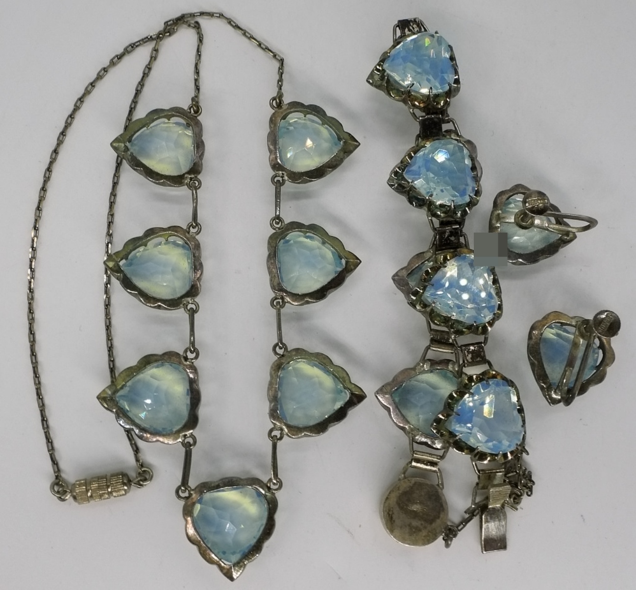 Vintage Opal Glass Heart 3-Piece Set