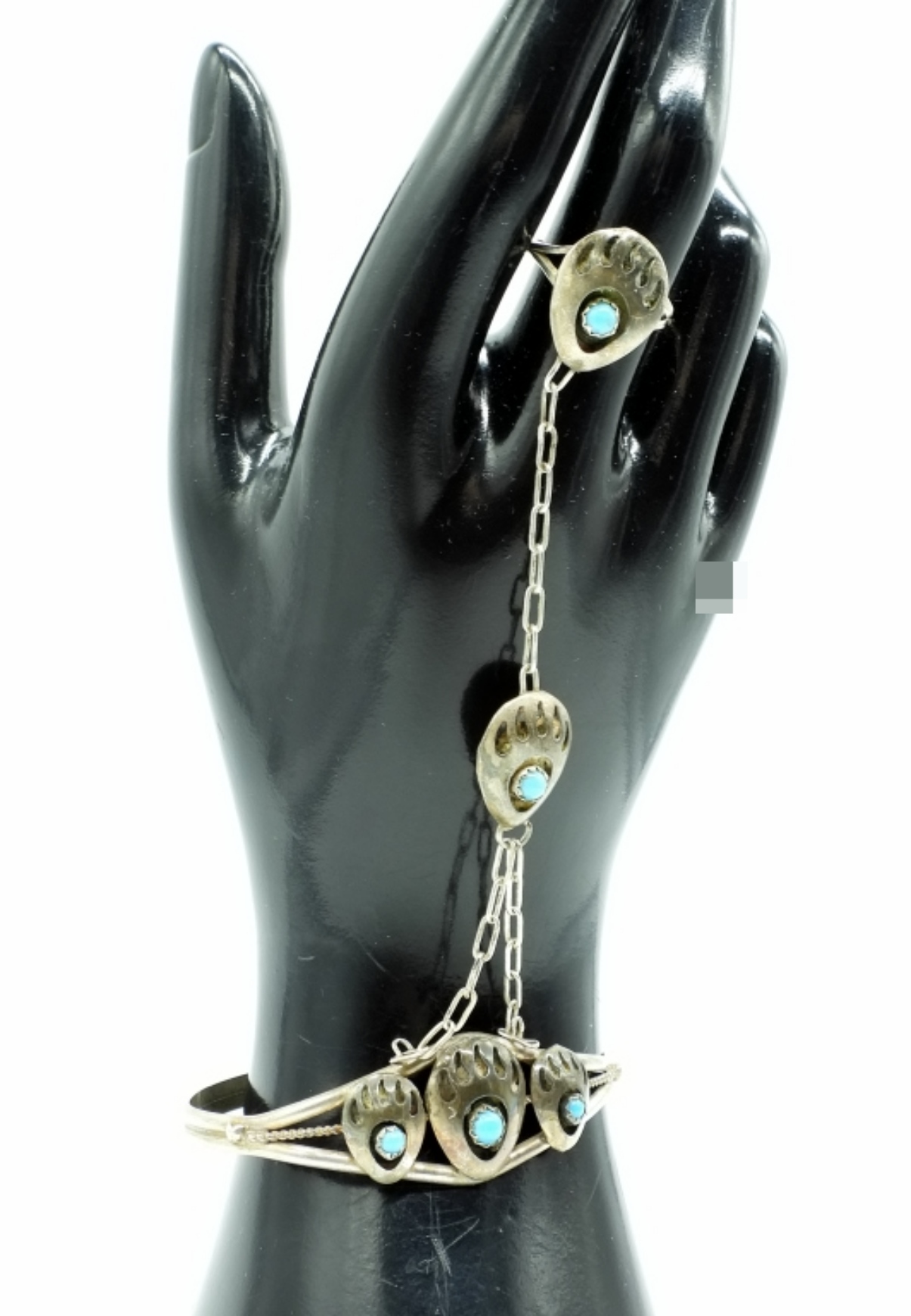 Sterling Bear Paw Ring & Bracelet, 1 Piece
