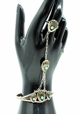 Sterling Bear Paw Ring & Bracelet, 1 Piece. Native American-inspired sterling silver set 
