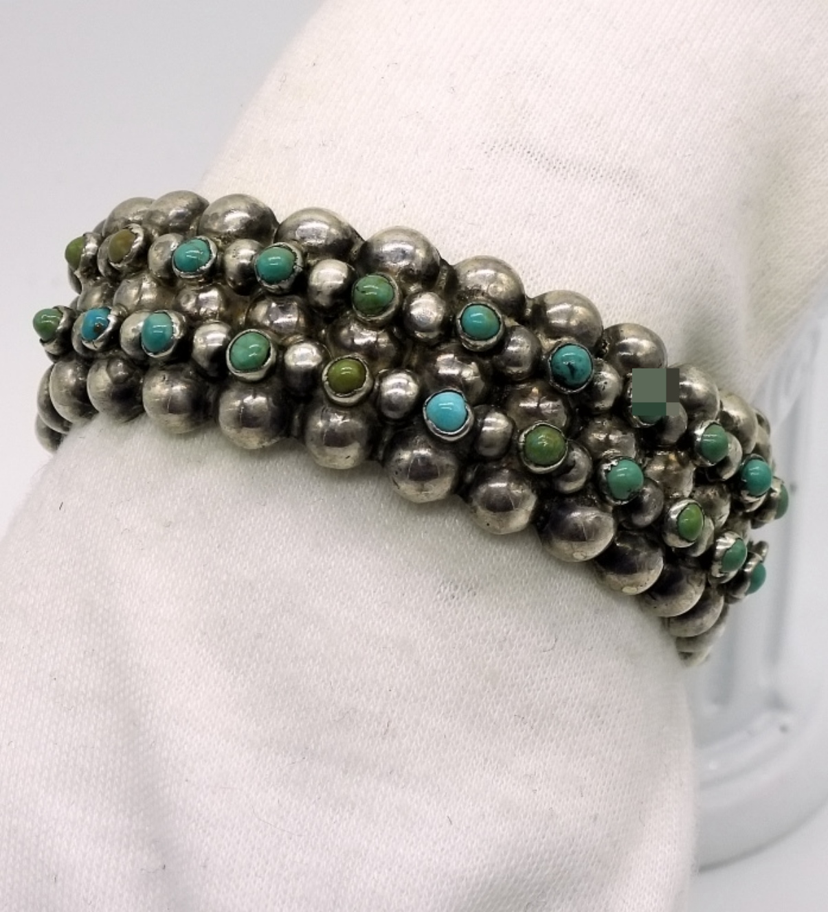 Mexican Silver Bracelet Blue Green Turquoise