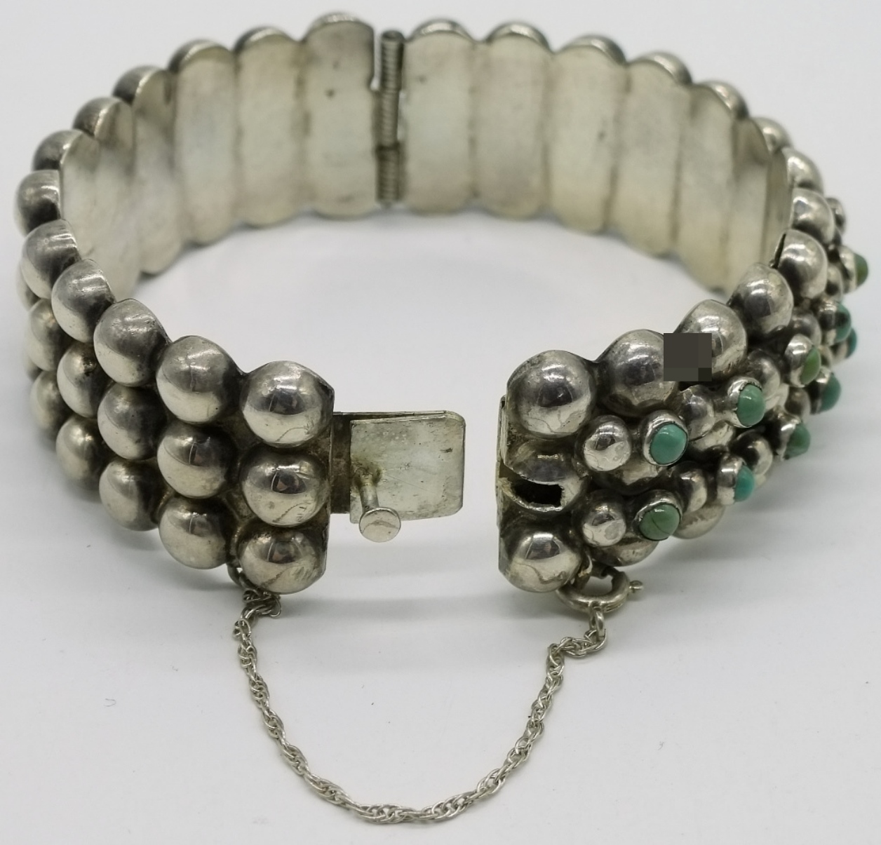 Mexican Silver Bracelet Blue Green Turquoise
