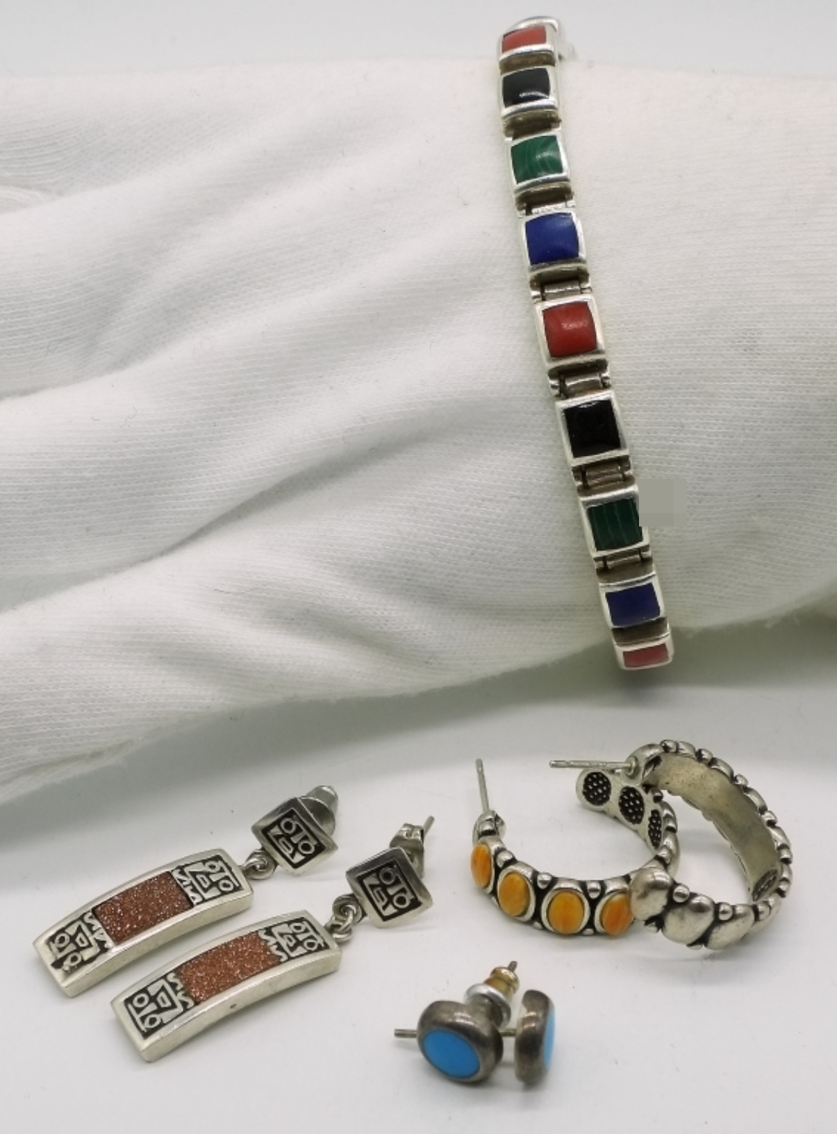 Multi Gemstone 925 Bracelet & Earrings