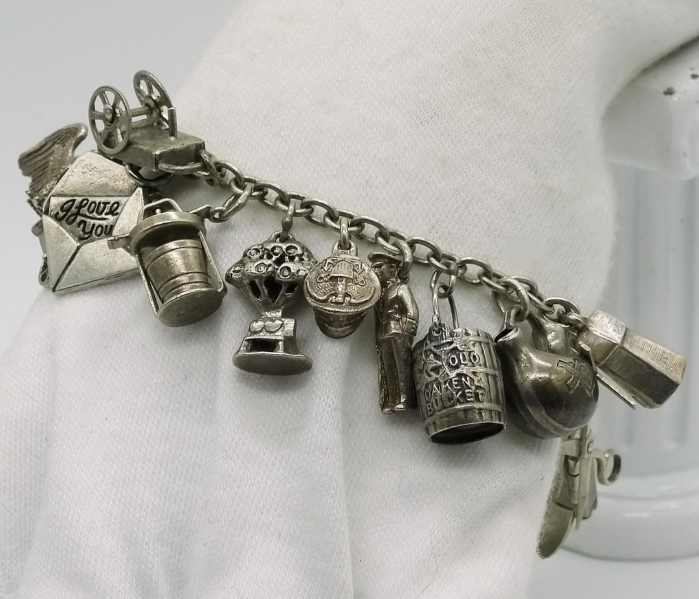 Sterling Charm Bracelet with 24 Charms