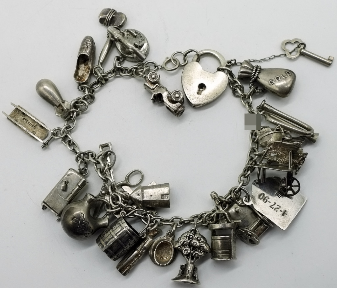 Sterling Charm Bracelet with 24 Charms