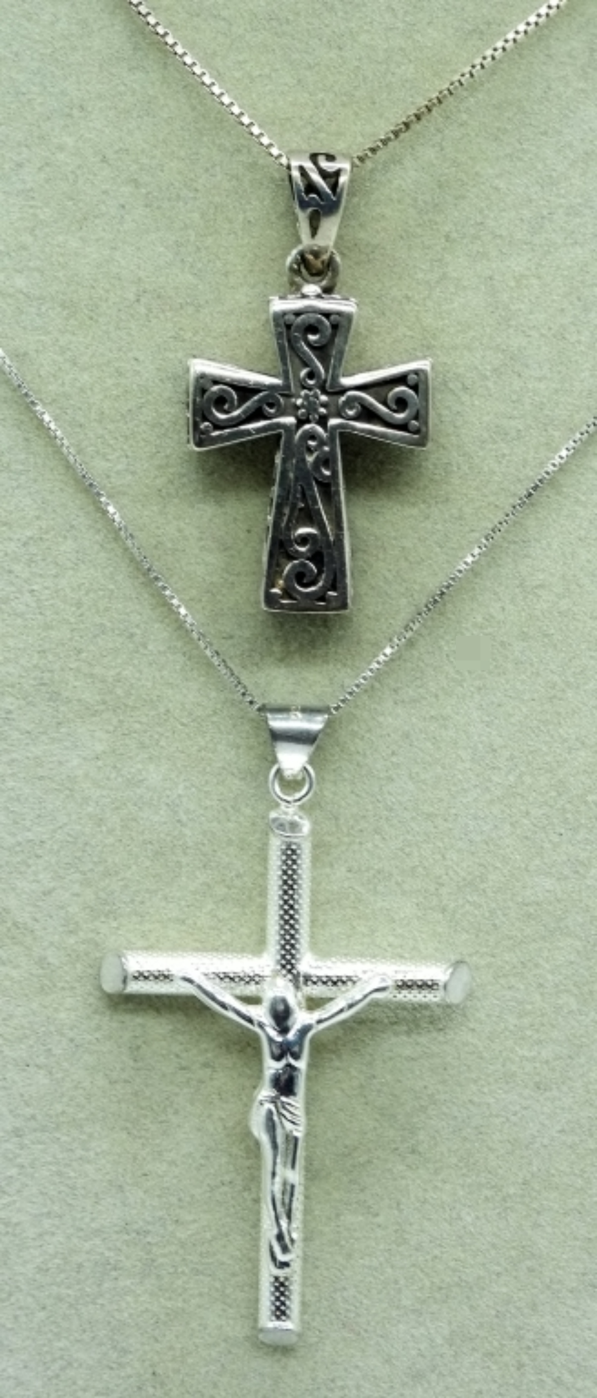 Three Sterling Cross Necklaces