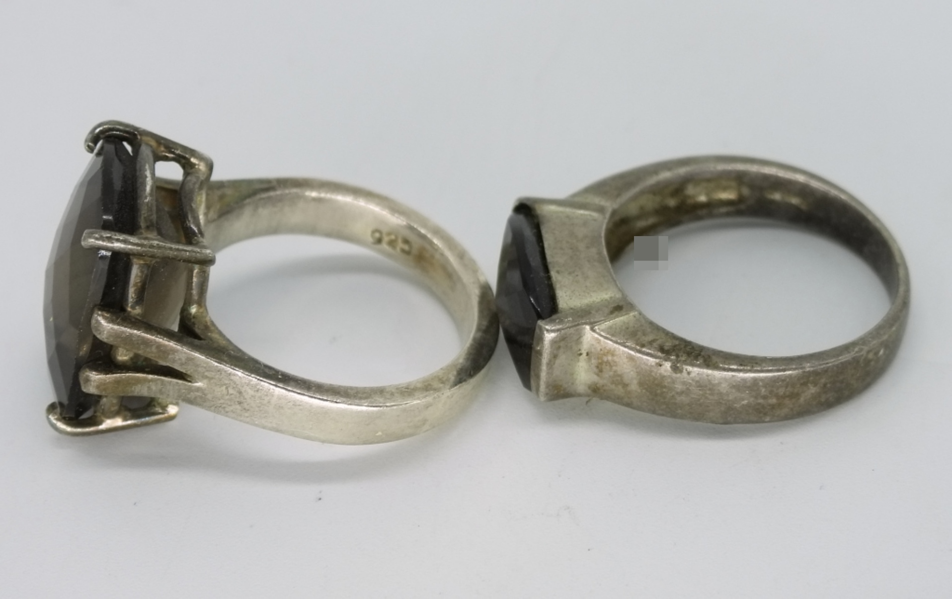 Two Sterling Smoky Quartz Rings