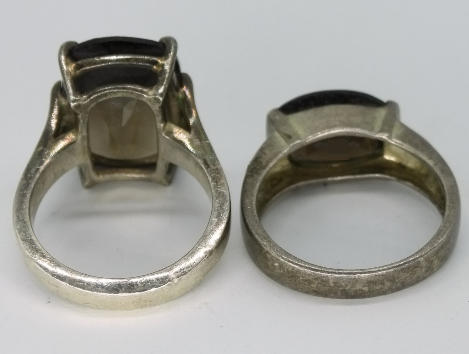 Two Sterling Smoky Quartz Rings