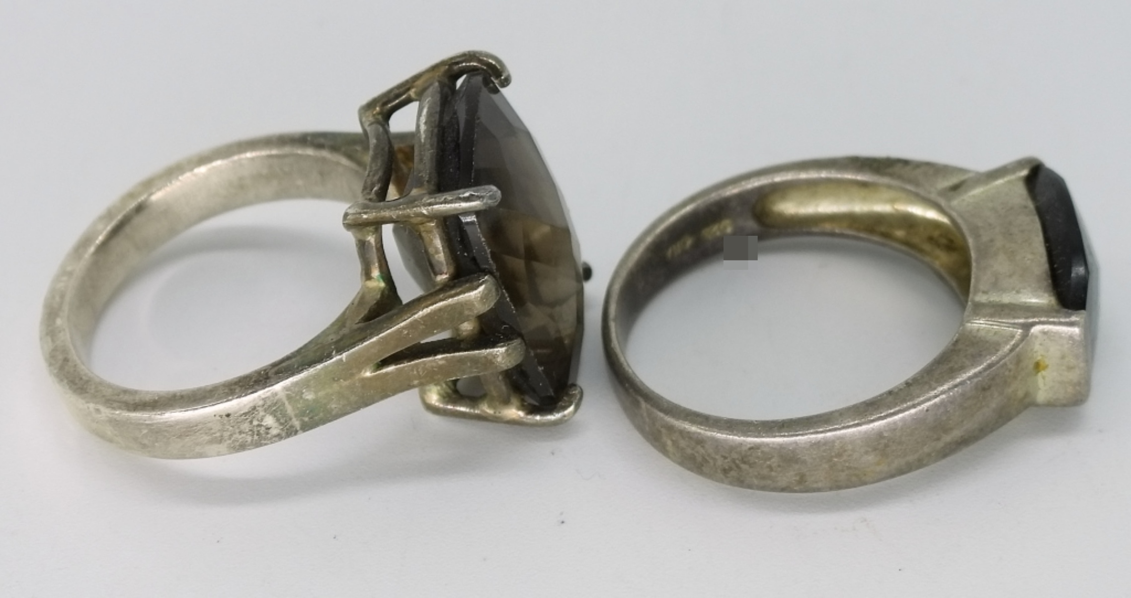 Two Sterling Smoky Quartz Rings