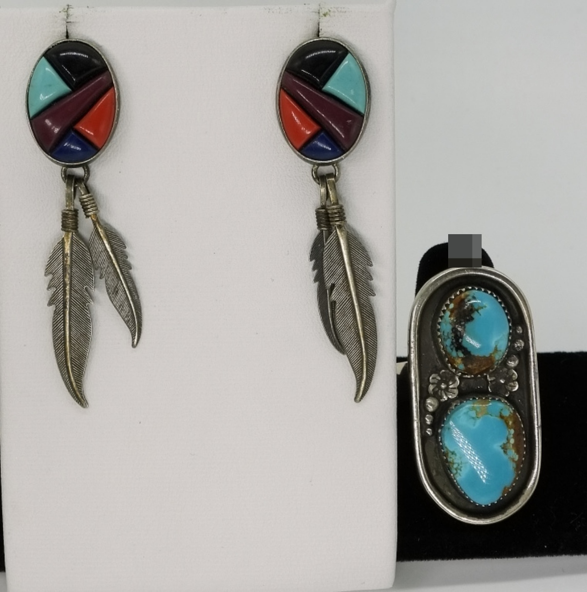 Native American Turquoise Ring & Earrings