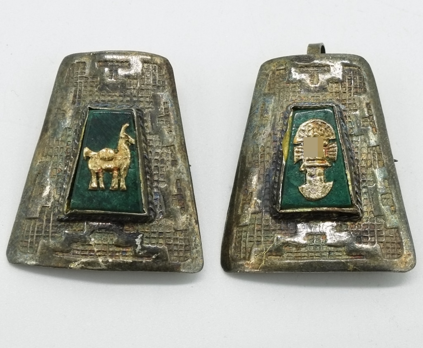 Peruvian Sterling 18K Gold Brooch Pendants,