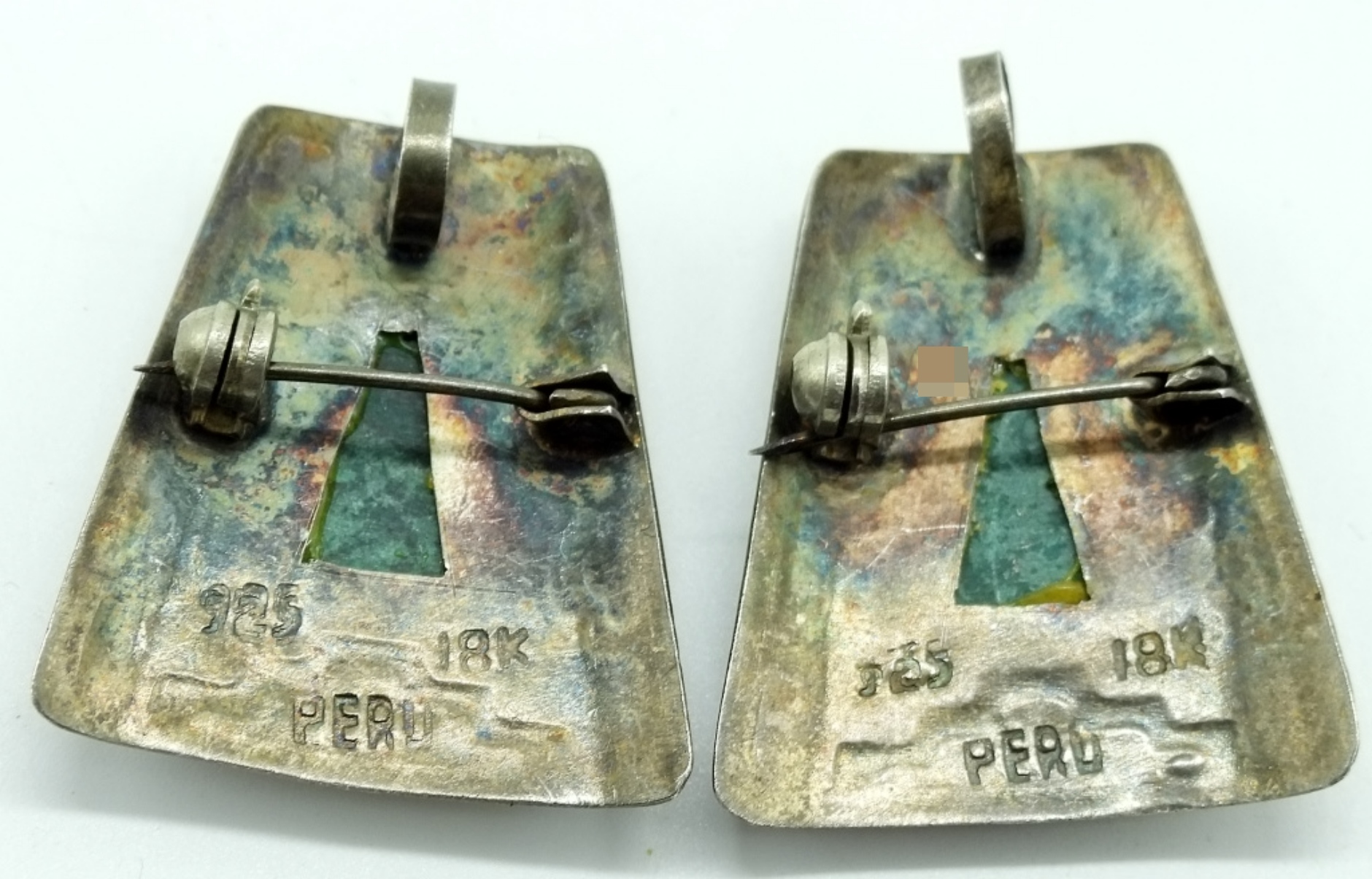 Peruvian Sterling 18K Gold Brooch Pendants,
