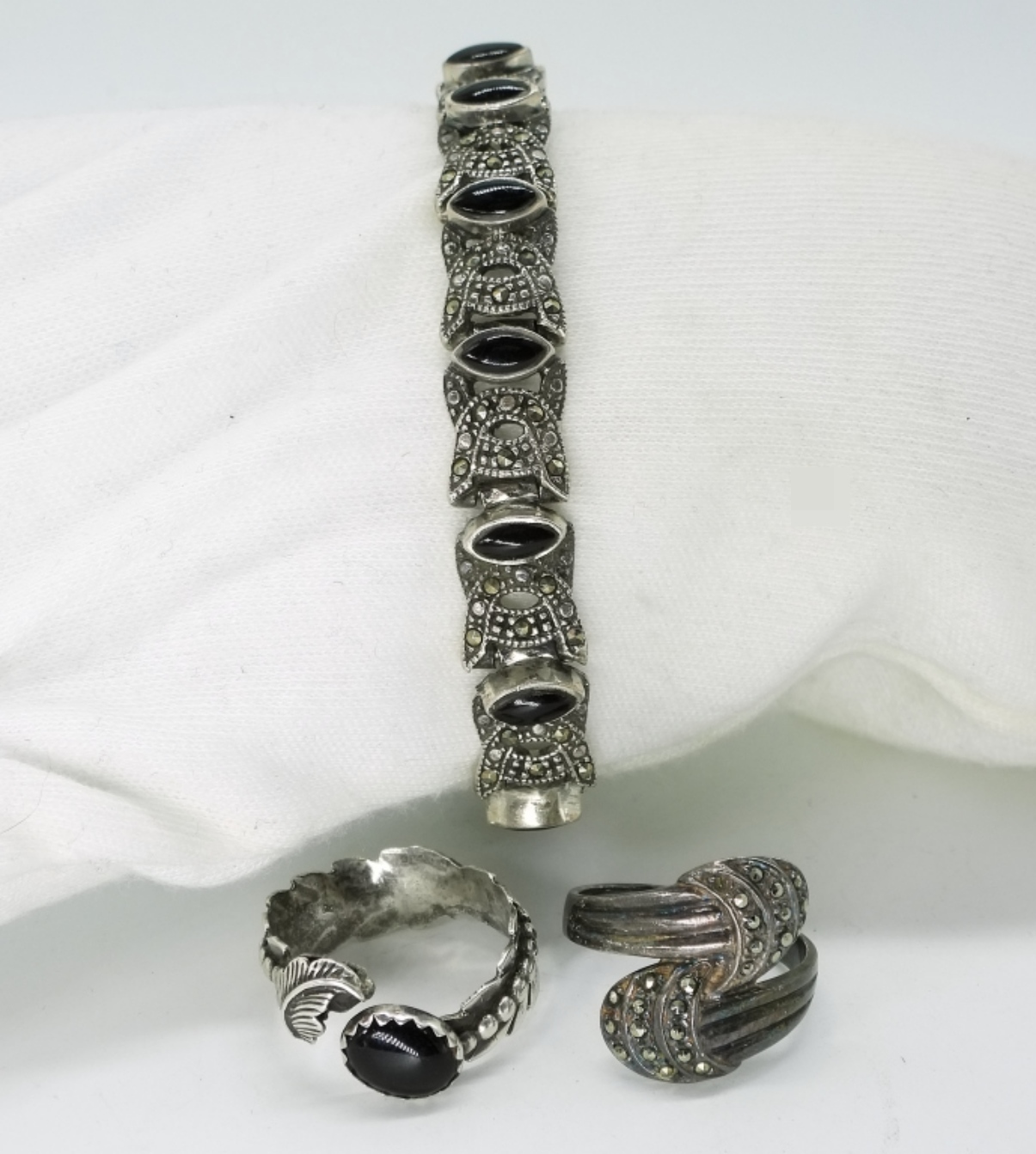 Sterling Black Onyx Bracelet & Rings