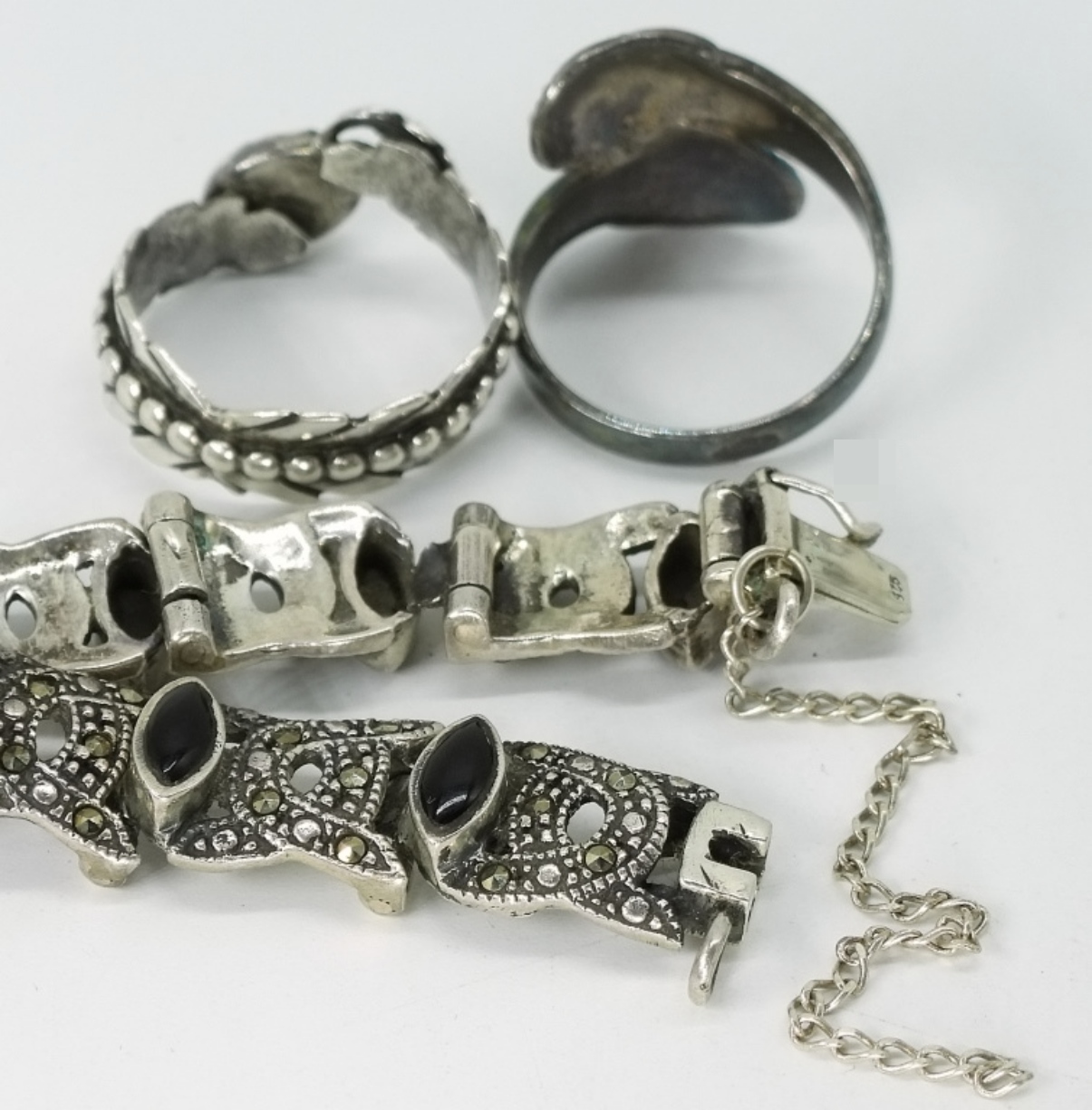 Sterling Black Onyx Bracelet & Rings