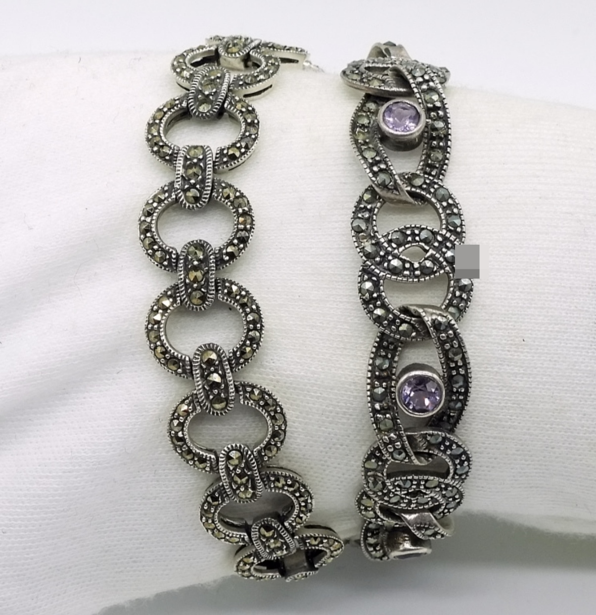 Two Sterling Marcasite Bracelets