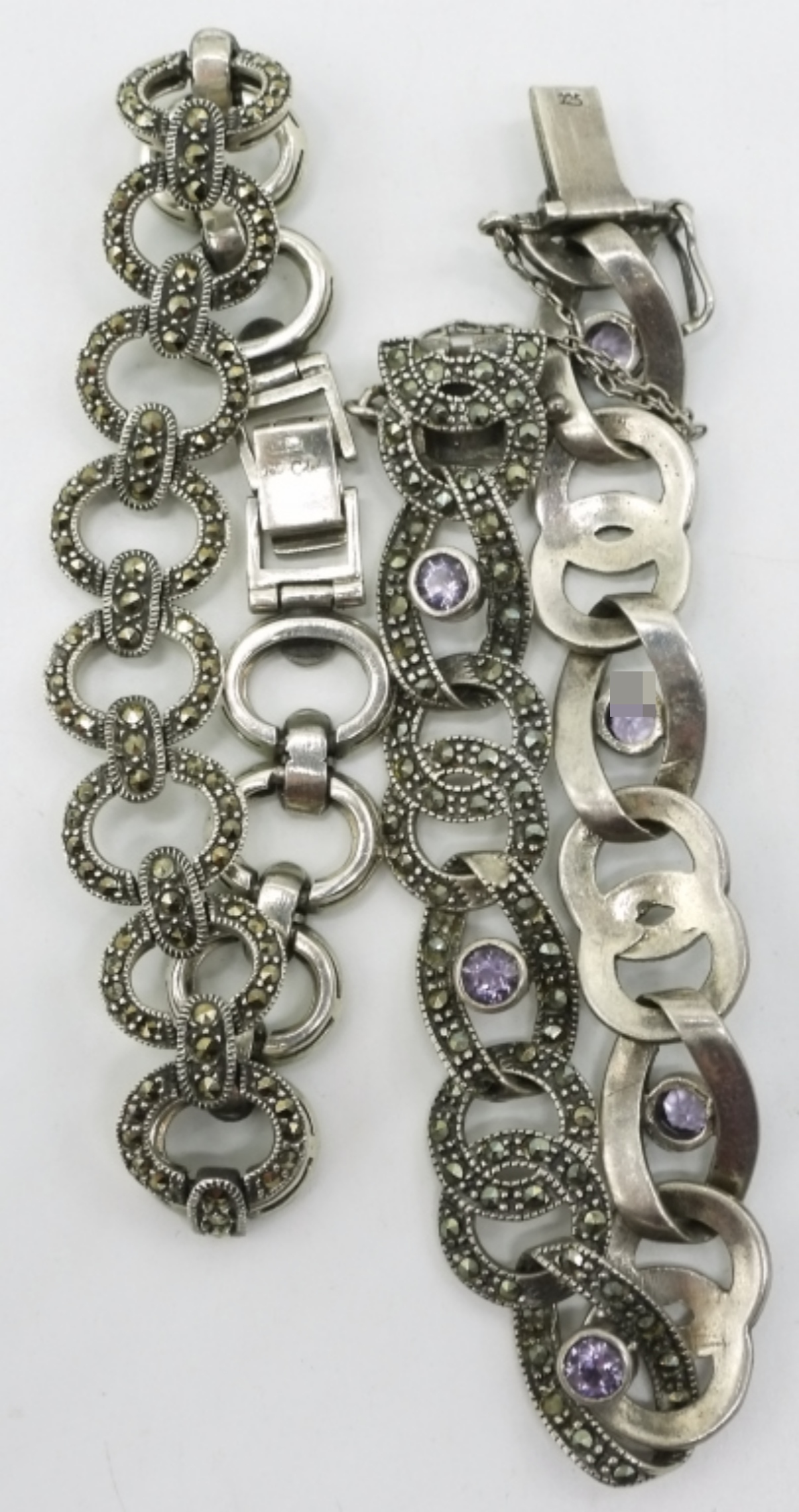 Two Sterling Marcasite Bracelets