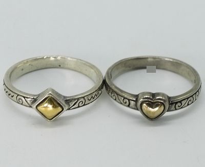 Three Brighton Sterling Silver Rings. These marked sterling silver Brighton rings feature 