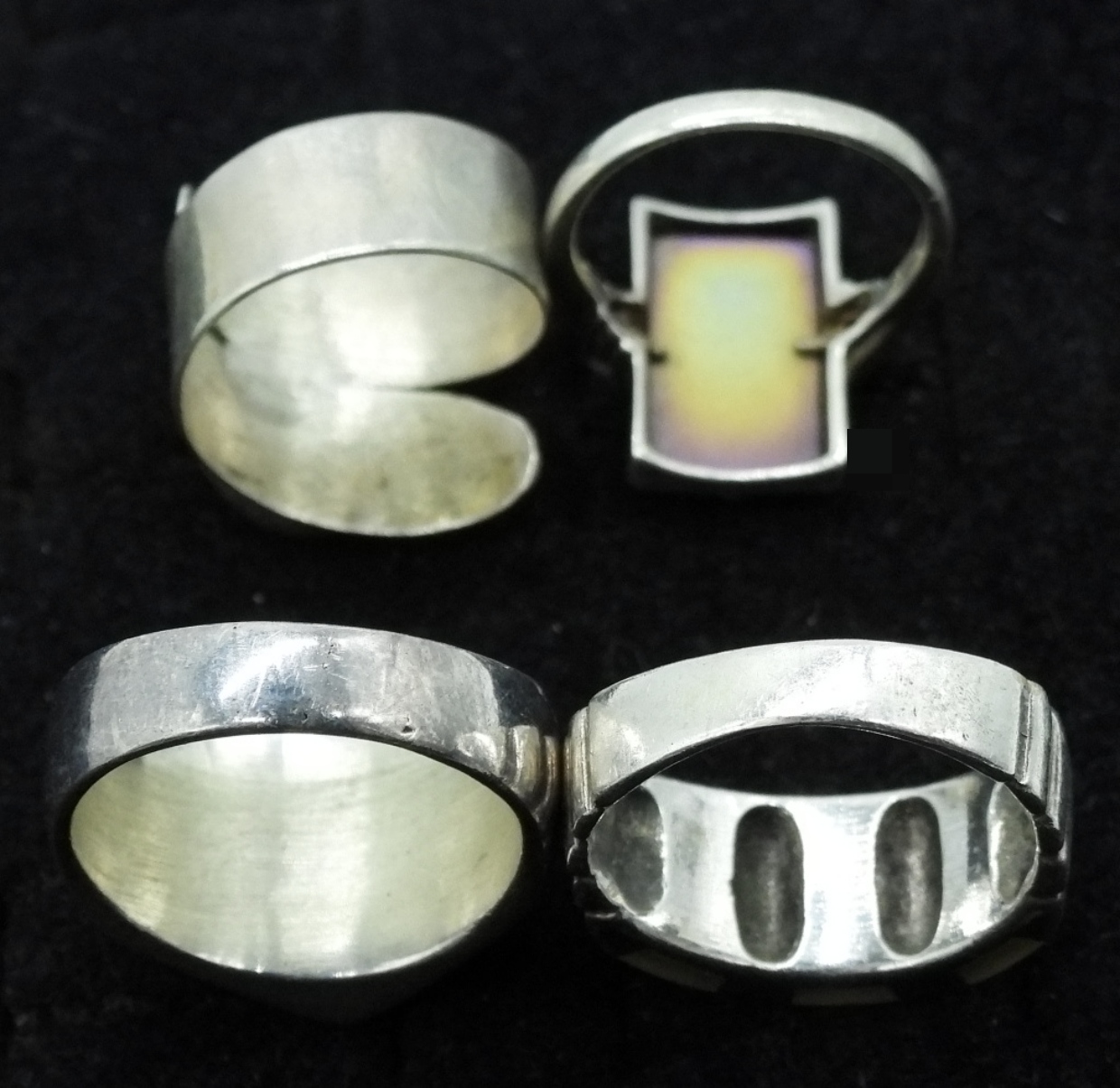 4 Sterling Mother of Pearl Ring Lot