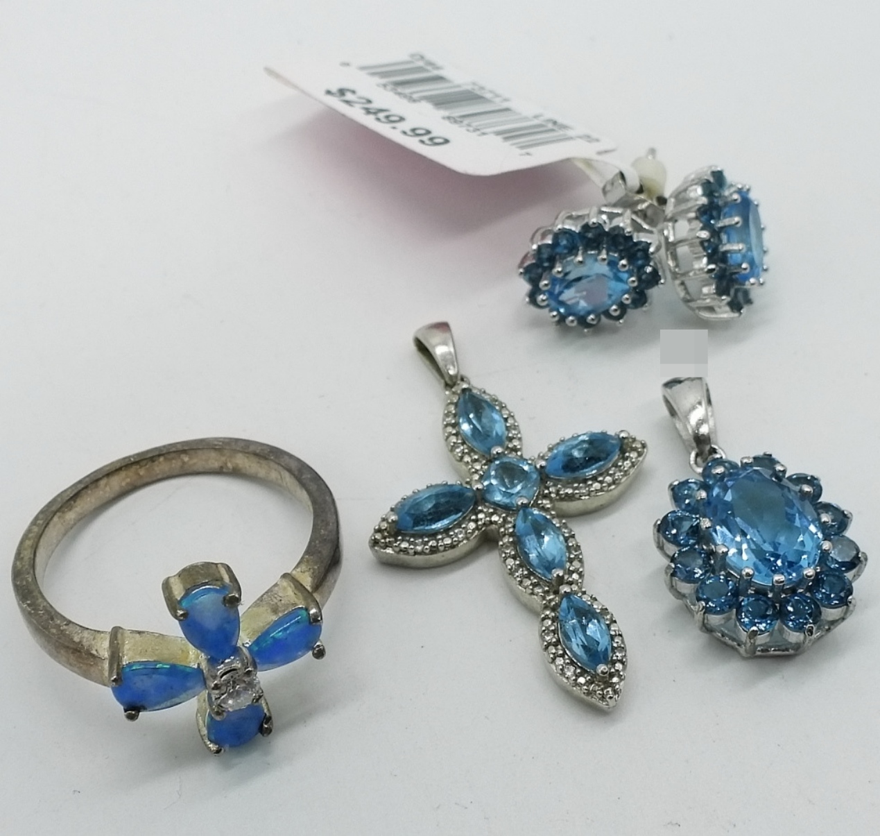 Sterling Blue Topaz & Opal Jewelry Set