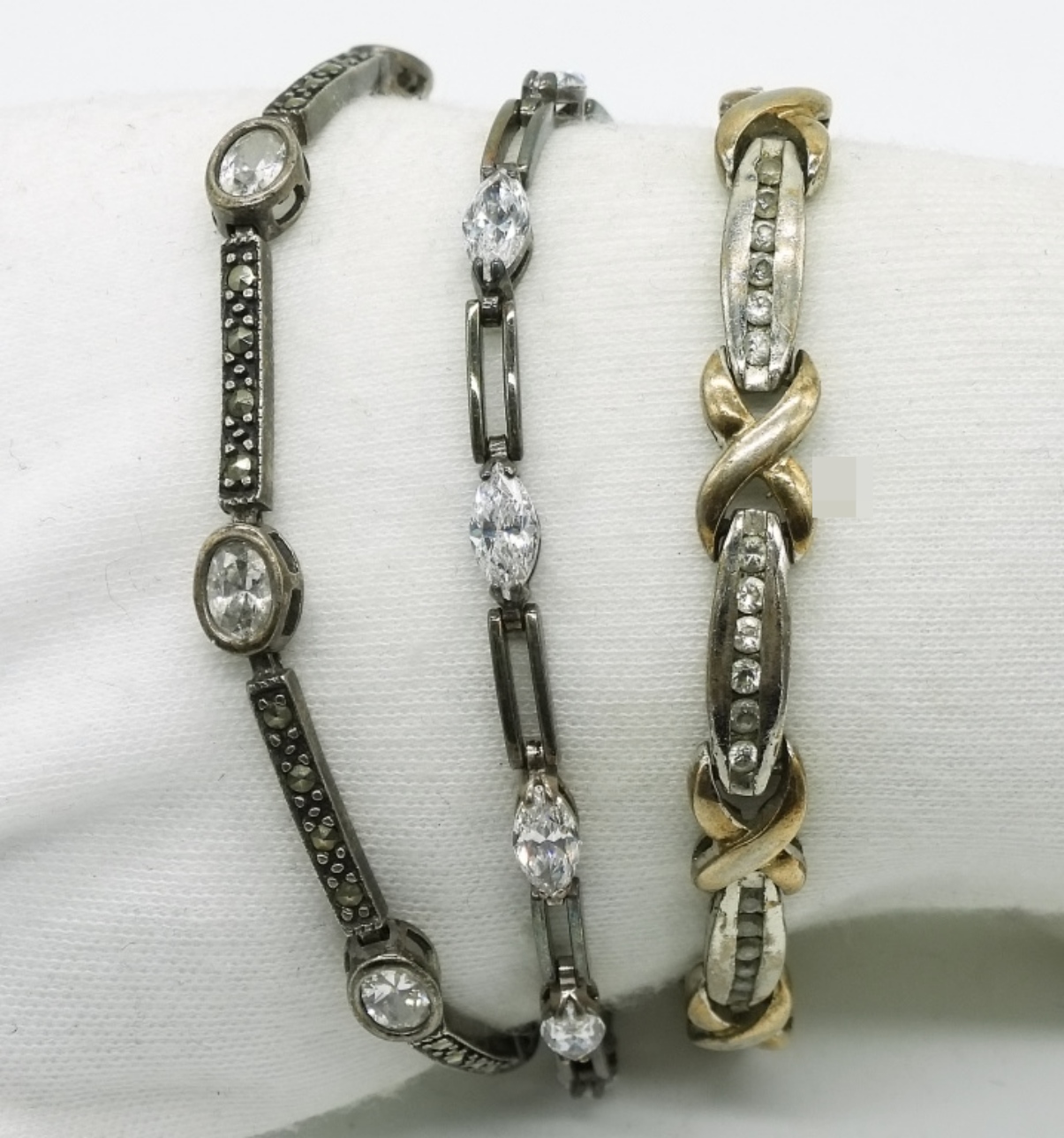 3 Sterling Simulated Diamond Bracelets