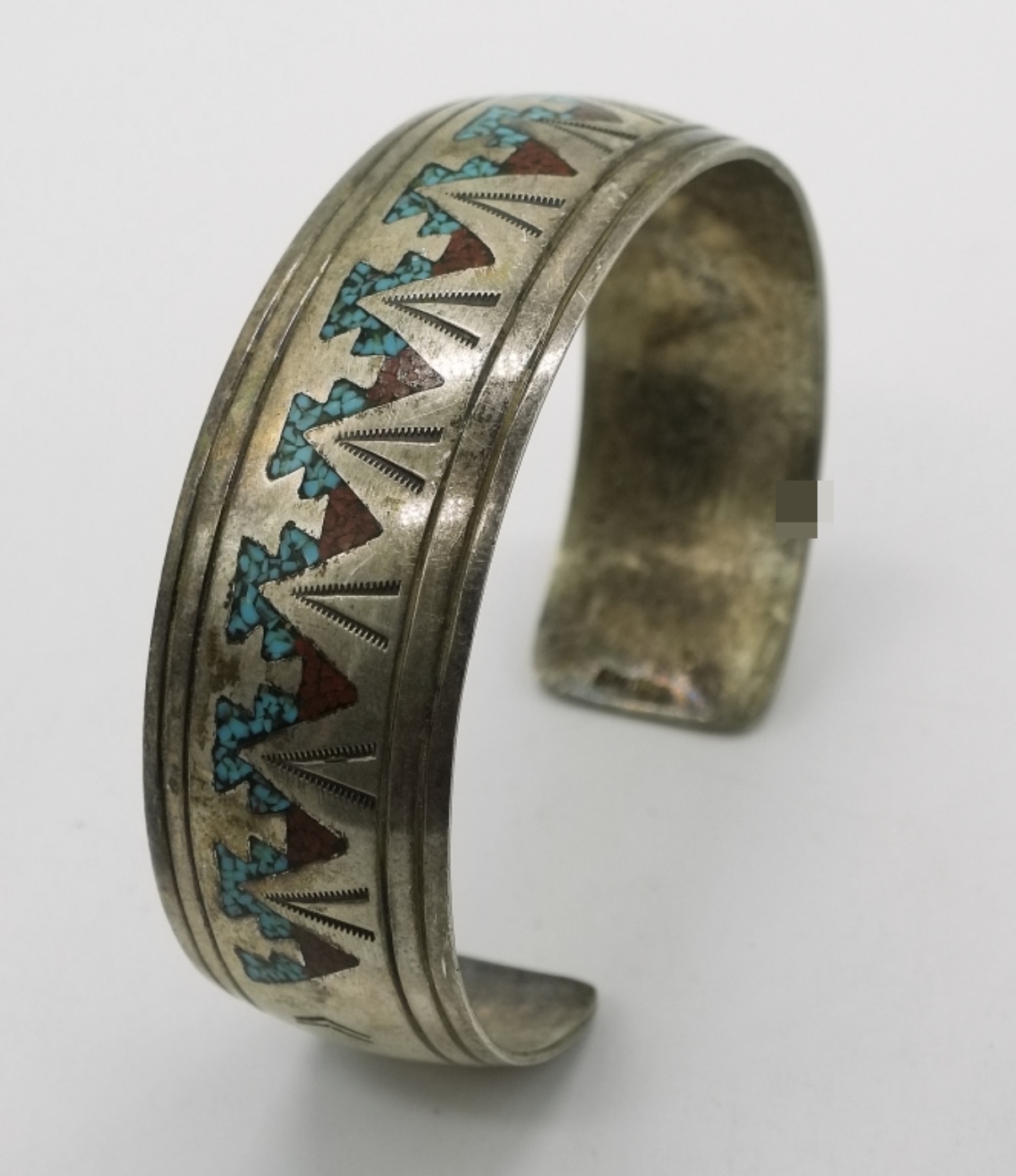 2 Sterling Cuff Bracelets, Turquoise Inlay