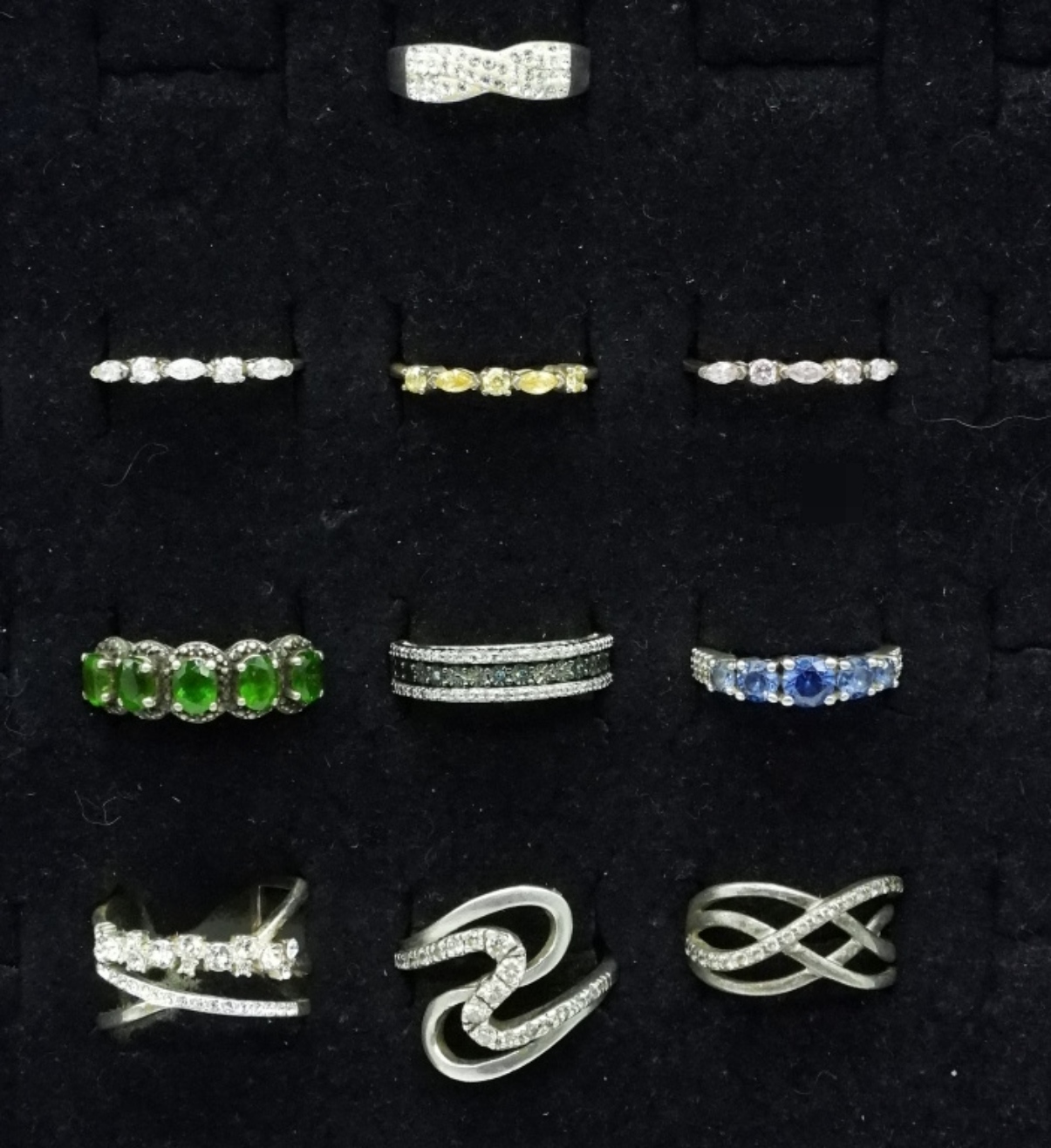 10 Sterling Multi Gemstone Rings