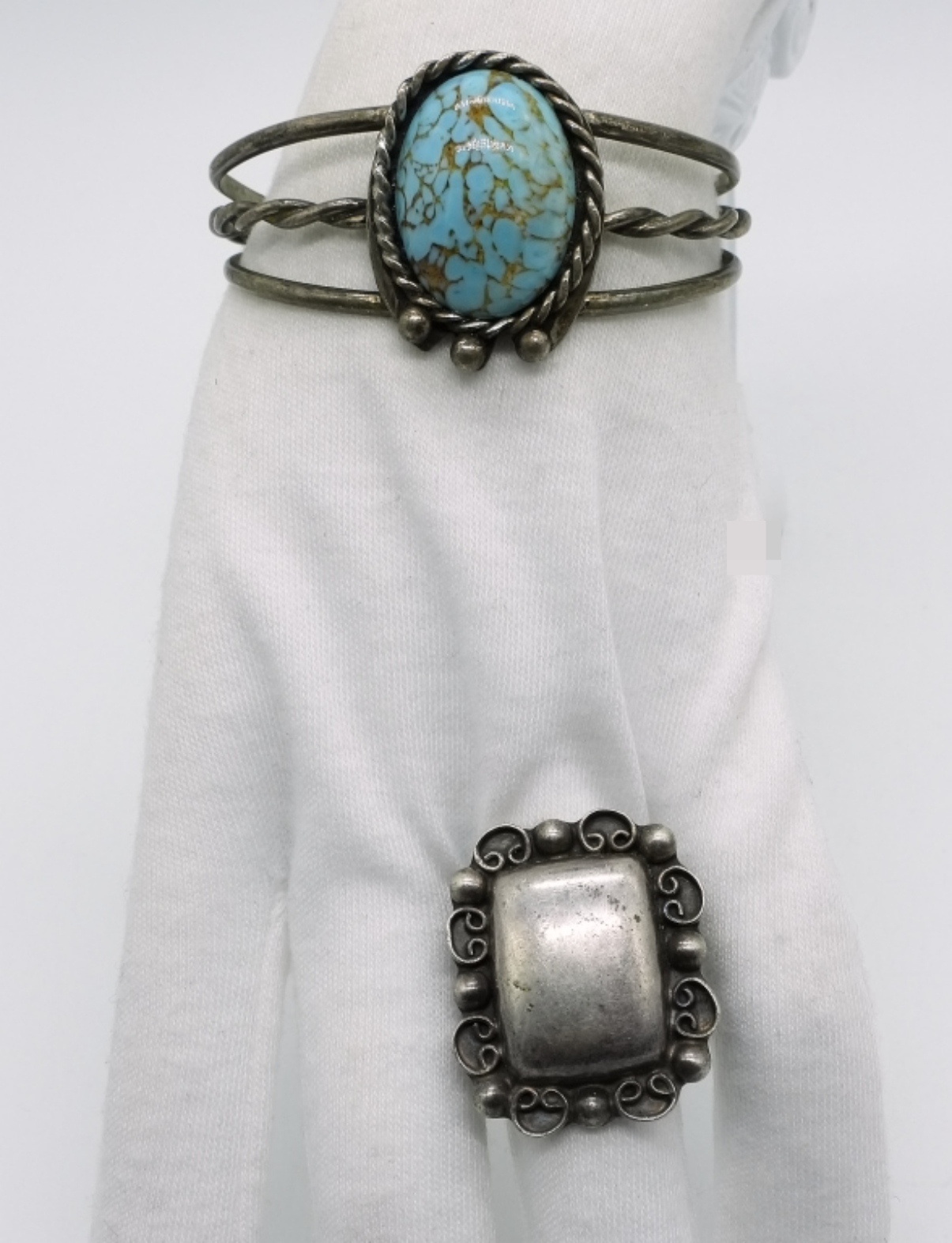 Sterling Cuff Bracelet & Ring