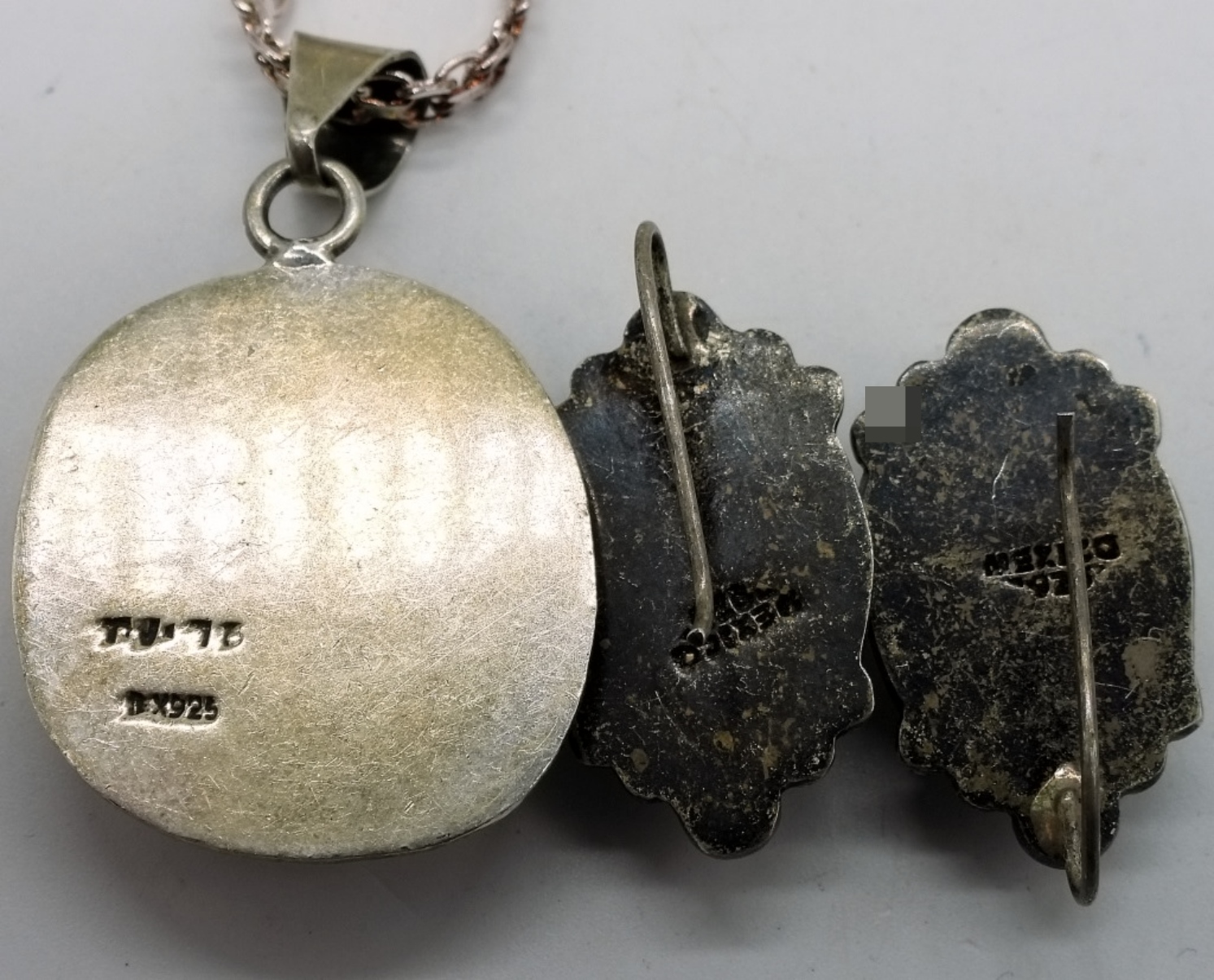 Taxco Sterling Mother of Pearl Necklace & Earrings