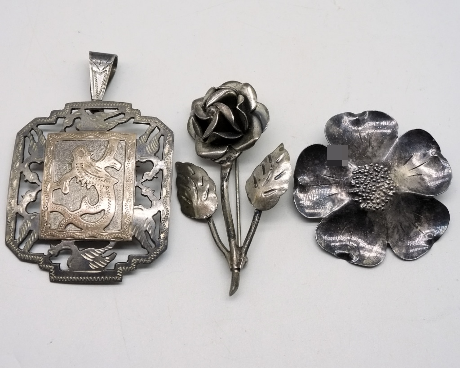 Three Brooches, 900, 925 and Taxco