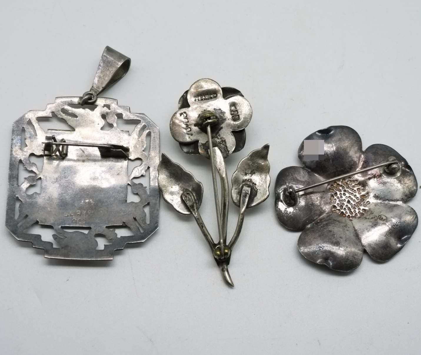 Three Brooches, 900, 925 and Taxco