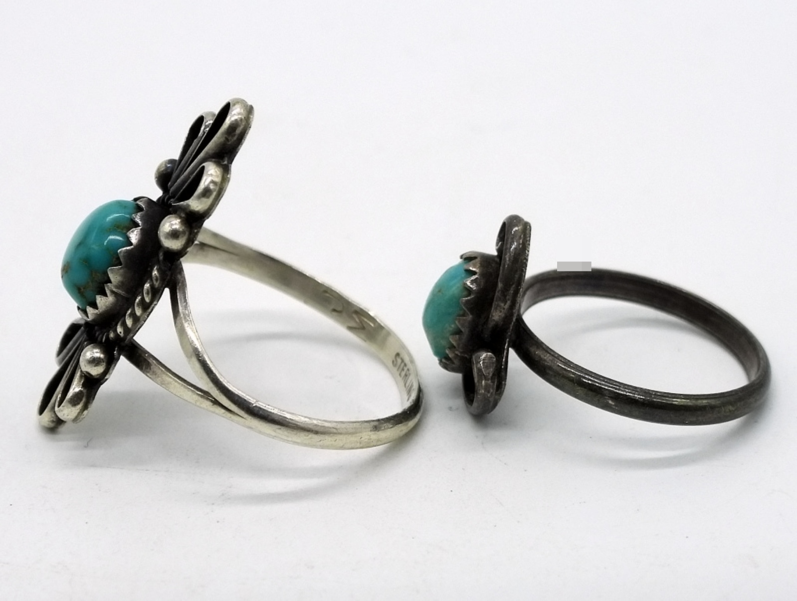 7 Sterling Turquoise Rings & Earrings
