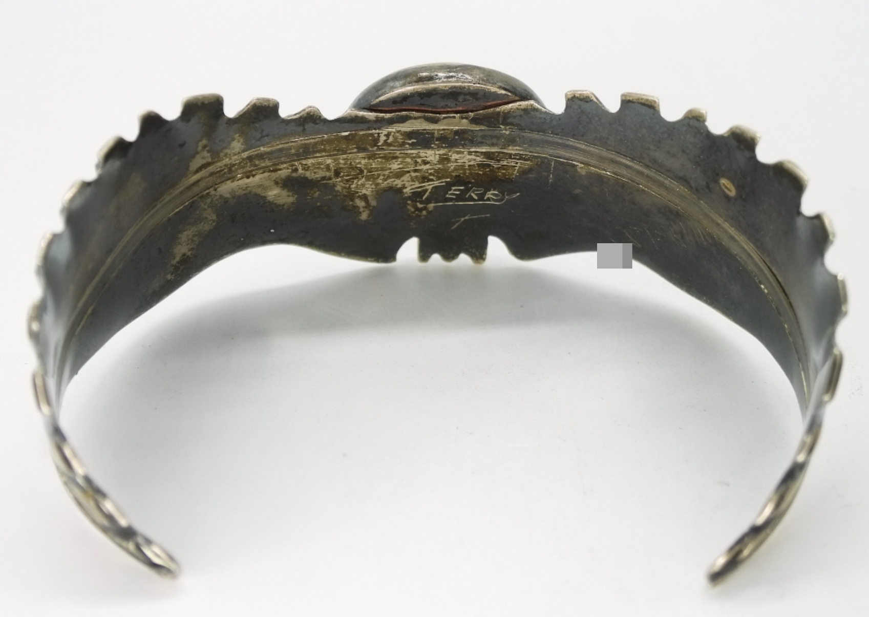 Signed Tigers Eye Cuff Bracelet Gold-Tone