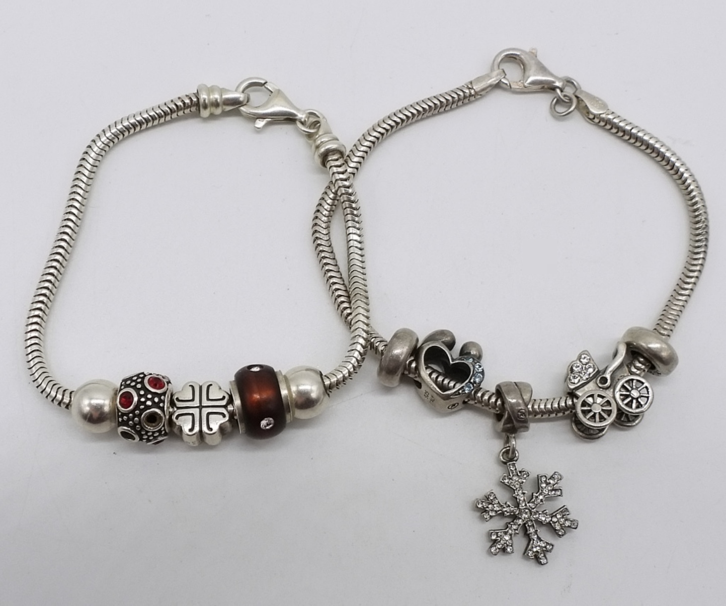 Sterling Charm Bracelets w/ 10 Charms Set