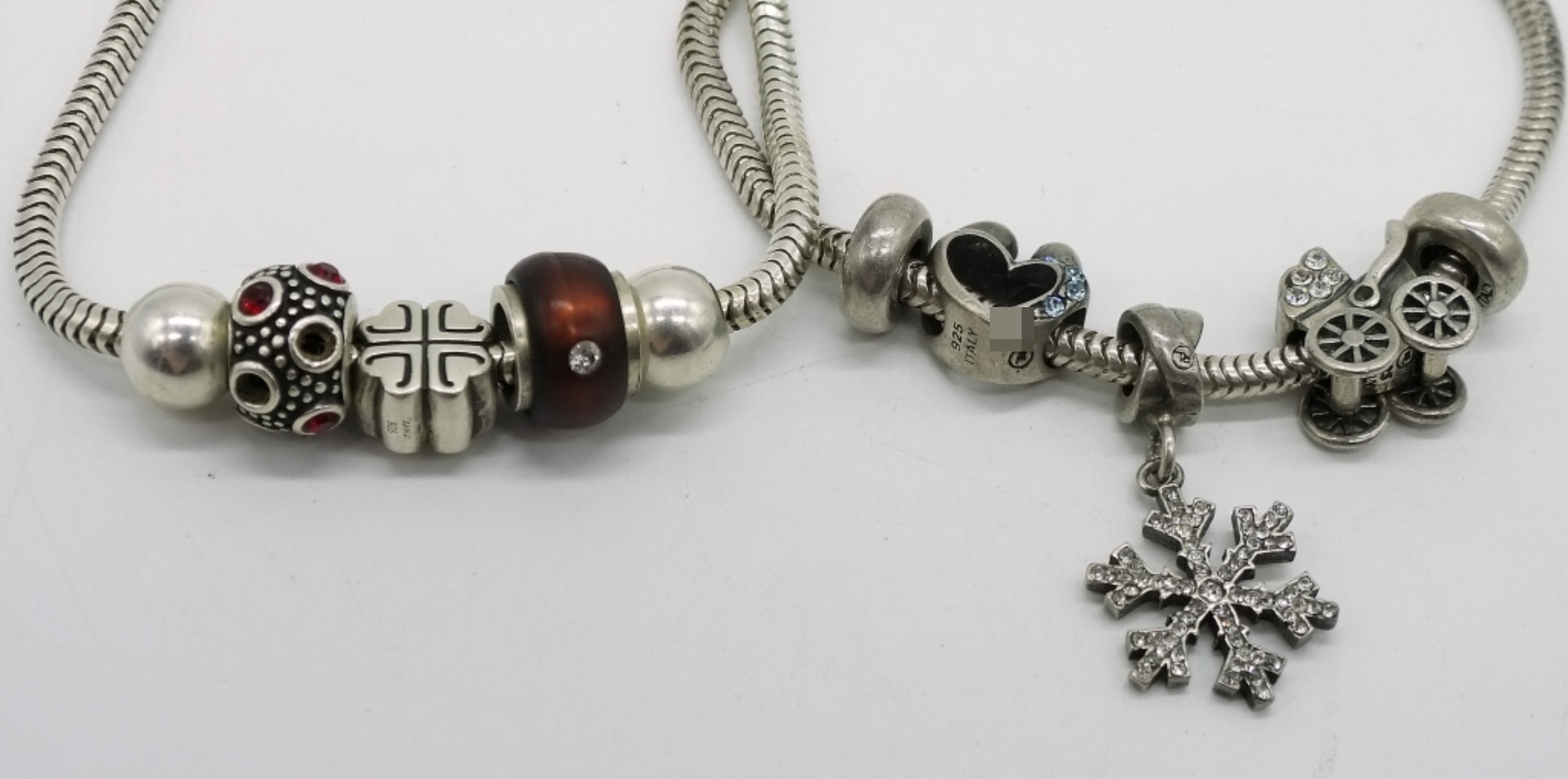 Sterling Charm Bracelets w/ 10 Charms Set