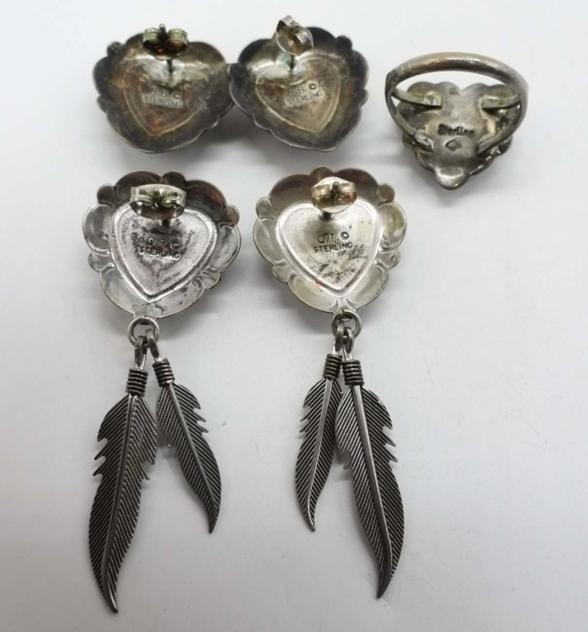 Sterling Heart Mosaic Earrings & Ring Set