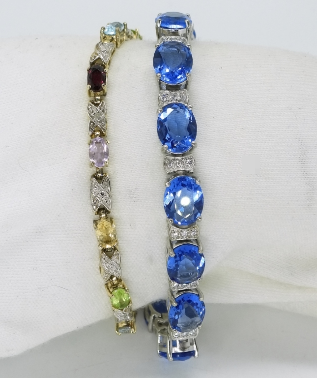 2 Sterling Gemstone Bracelets
