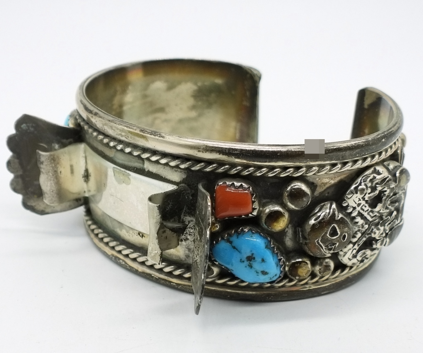 Sterling Turquoise Coral Watch Cuff