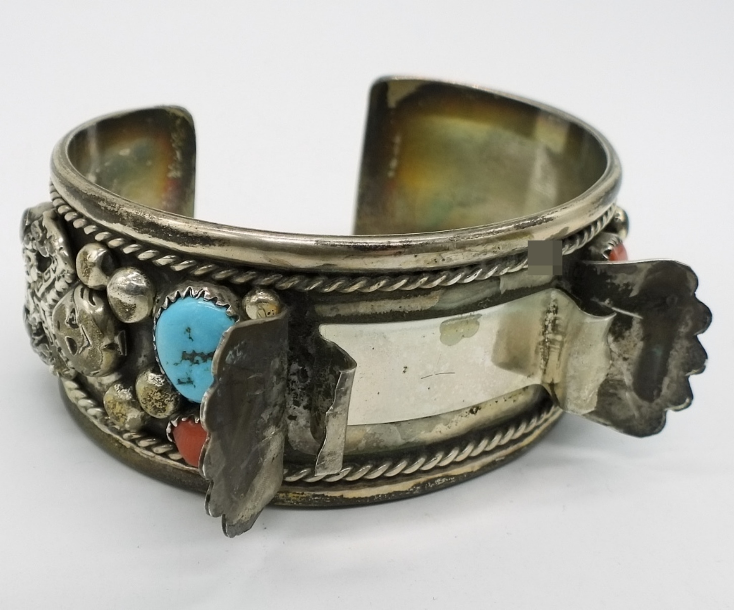 Sterling Turquoise Coral Watch Cuff