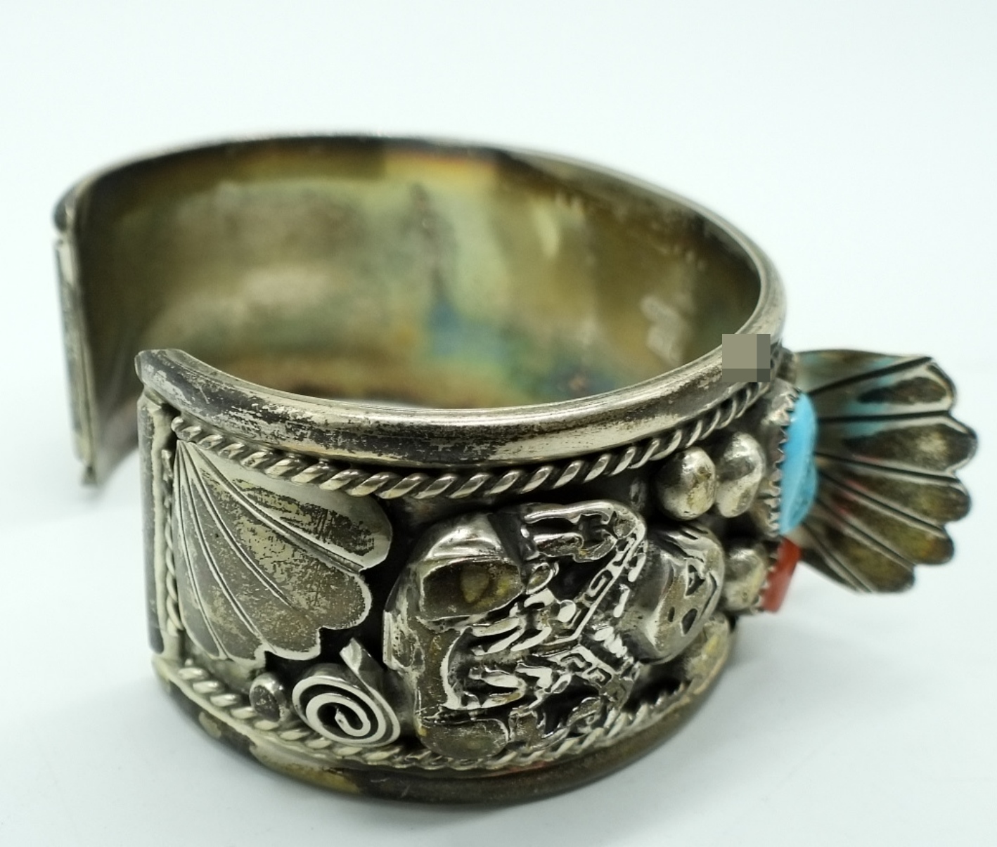 Sterling Turquoise Coral Watch Cuff