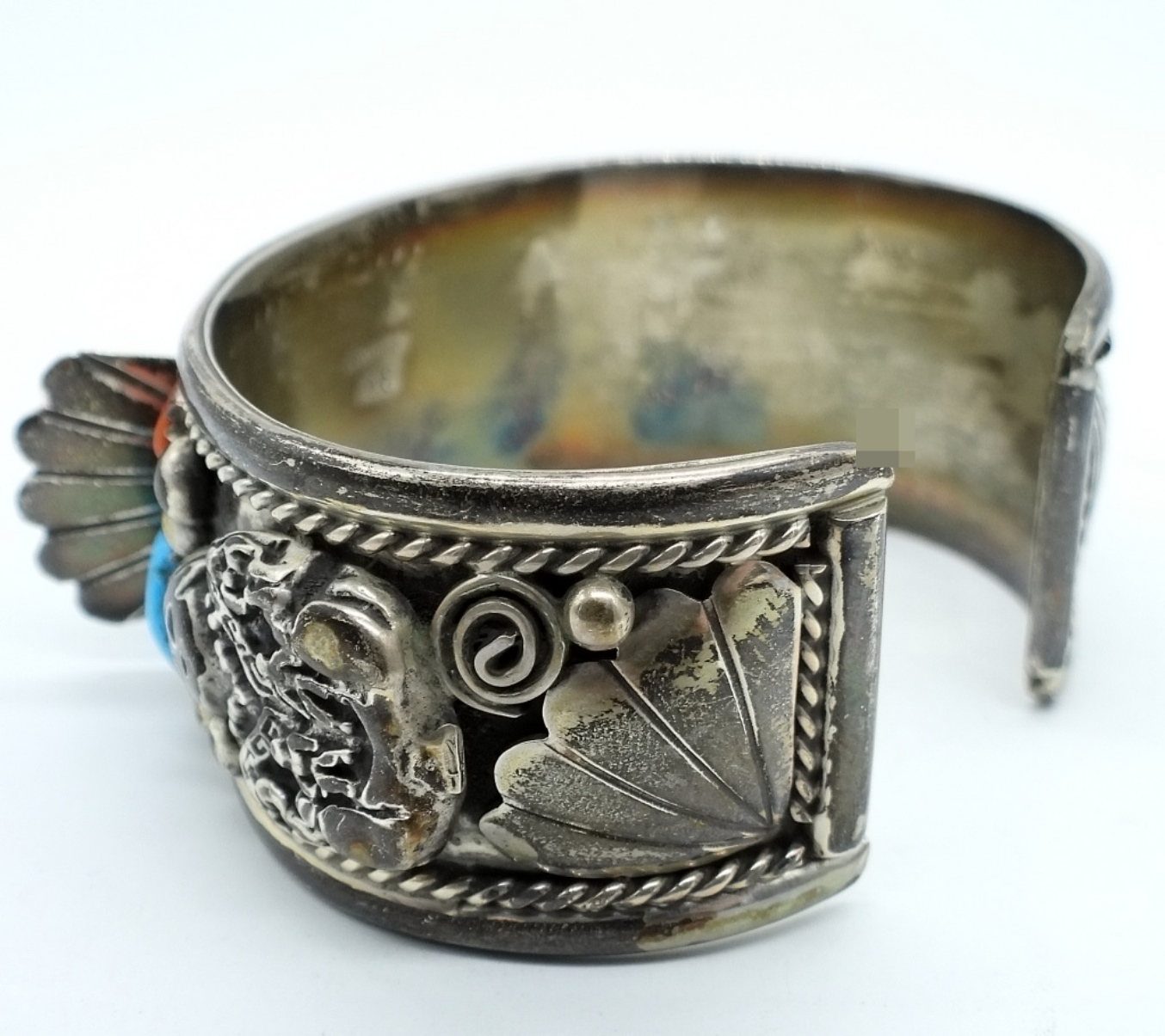 Sterling Turquoise Coral Watch Cuff