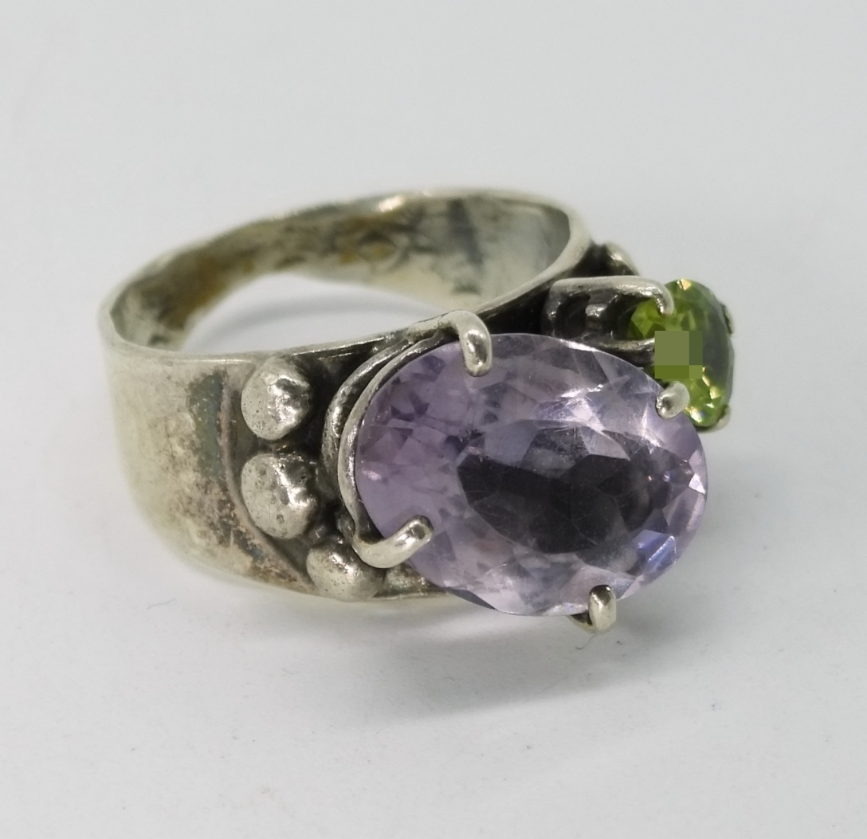 Sterling Amber Amethyst Earrings & Ring