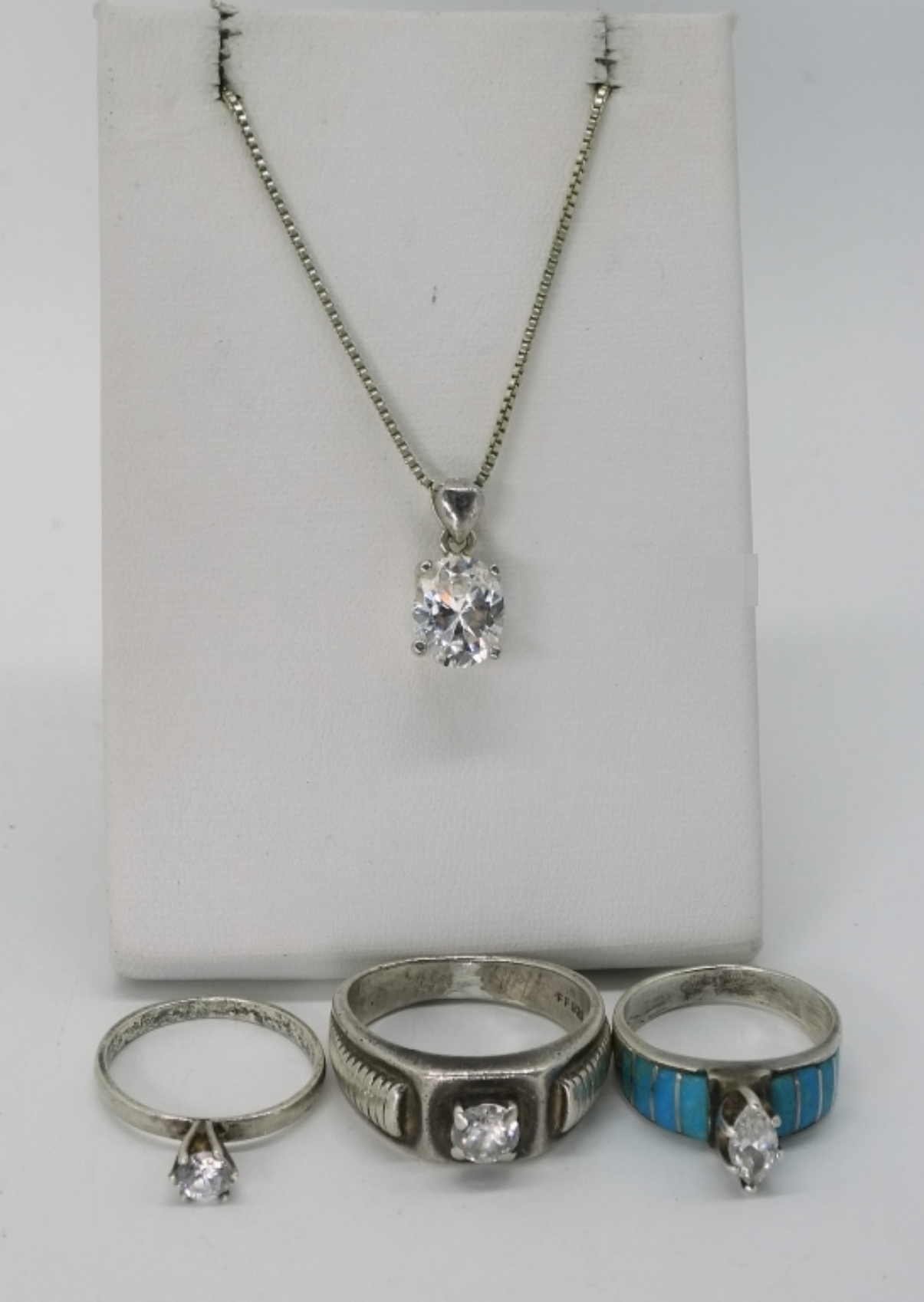 Sterling Simulated Diamonds Rings & Necklace