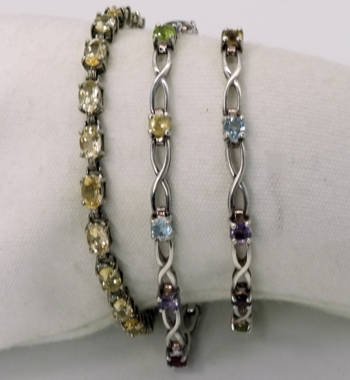 Three Sterling Gemstone Bracelets